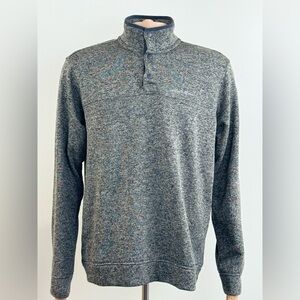 Eddie Bauer Men's Sweater 1/4 Fleece Snap Front Pullover, Gray Size Large